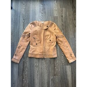 VTG Cache Leather Studded Moto Zip Up Jackets 90s Western Festival Boho Vintage